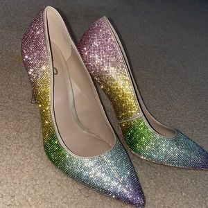 Rainbow Crystals Pointed Toe Stiletto Pumps Size 9.5M